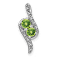 14k White Gold Pendant with Peridot and Diamond, Abstract Flowing Design, Harmony Theme