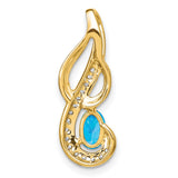 Blue Topaz and Diamond Swirl Charm Pendant in Real 14k Yellow Gold