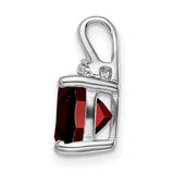 14k White Gold Garnet and Diamond Pendant, Cushion Cut, January Birthstone Jewelry for Women