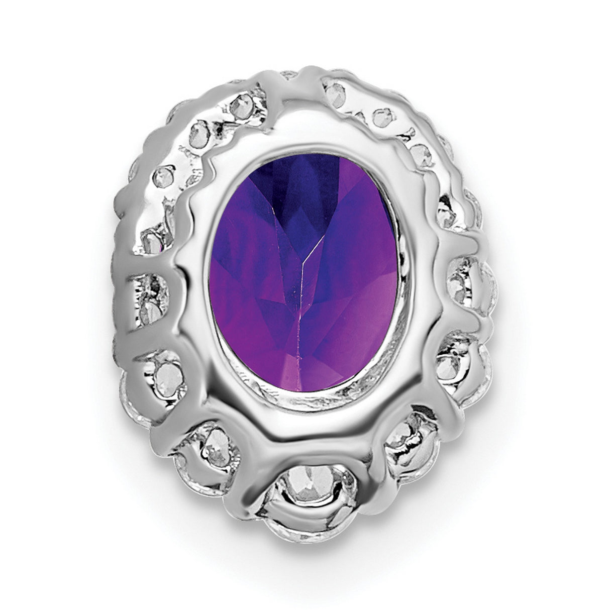 14k White Gold Ring with Oval Amethyst and Diamond Accents, Halo Cocktail Design