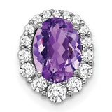 14k White Gold Ring with Oval Amethyst and Diamond Accents, Halo Cocktail Design