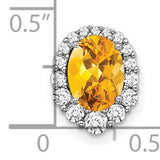 14k White Gold Ring with Oval Citrine and Diamond Halo, Vintage Inspired Cocktail Style