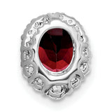 14k White Gold Ring with Oval Garnet and Diamond Halo Setting