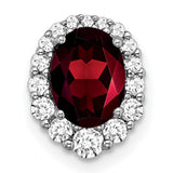 14k White Gold Ring with Oval Garnet and Diamond Halo Setting