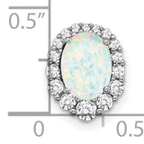 14k White Gold Ring with Oval Lab Created Opal and Diamond Halo Cluster