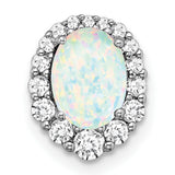 14k White Gold Ring with Oval Lab Created Opal and Diamond Halo Cluster