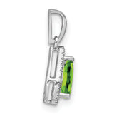 14k White Gold Teardrop Pendant with Pear Cut Peridot and Diamond Halo Design