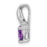 14k White Gold Ribbon Pendant with Trillion Cut Amethyst and Diamond Accents, Hope Symbol Jewelry