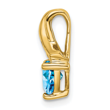 14k Yellow Gold Ribbon Pendant with Trillion Swiss Blue Topaz and Diamond Accents