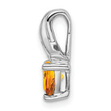 14k White Gold Ribbon Pendant with Trillion Cut Citrine and Diamond Accent Stones