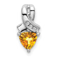 14k White Gold Ribbon Pendant with Trillion Cut Citrine and Diamond Accent Stones