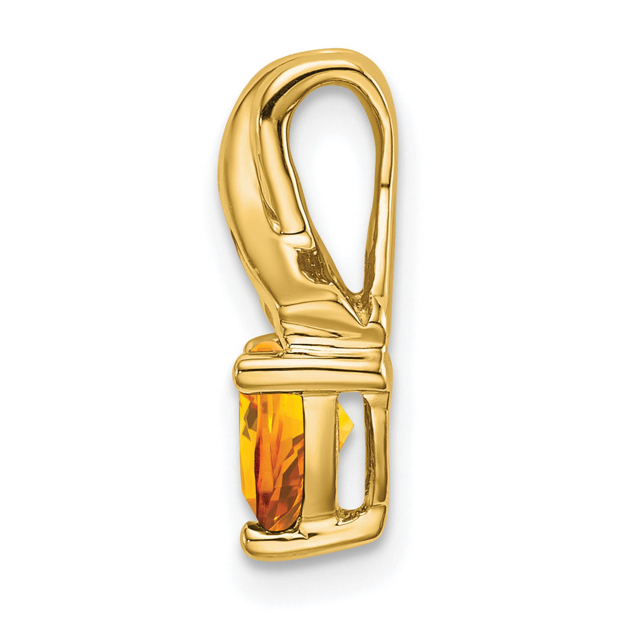 14k Yellow Gold Ribbon Pendant with Trillion Heart-Shaped Citrine and Diamond Accent