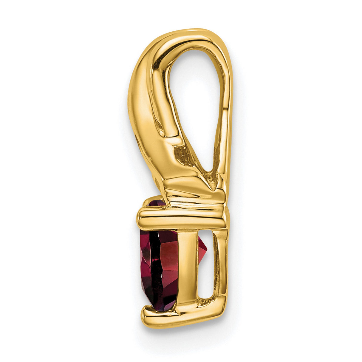14k Yellow Gold Heart Awareness Ribbon Pendant with Trillion Garnet and Diamond Accents