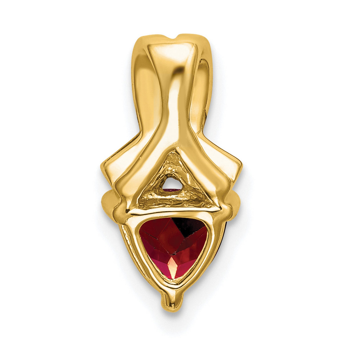 14k Yellow Gold Heart Awareness Ribbon Pendant with Trillion Garnet and Diamond Accents
