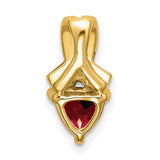 14k Yellow Gold Heart Awareness Ribbon Pendant with Trillion Garnet and Diamond Accents