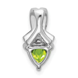 14k White Gold Pendant with Trillion Cut Peridot and Diamond Accents, Ribbon Design