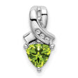 14k White Gold Pendant with Trillion Cut Peridot and Diamond Accents, Ribbon Design