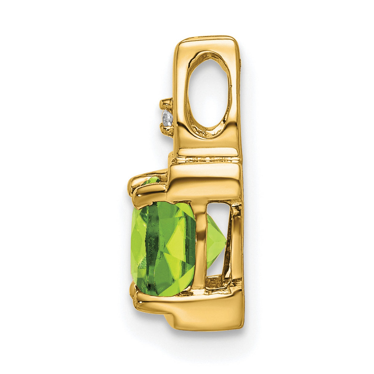 14k Yellow Gold Pendant with Peridot and Diamond Accent, Leaf or Flame Inspired Design