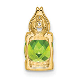 14k Yellow Gold Pendant with Peridot and Diamond Accent, Leaf or Flame Inspired Design