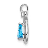14k White Gold Pendant with Swiss Blue Topaz and Diamond Accent, Infinity Design for Women