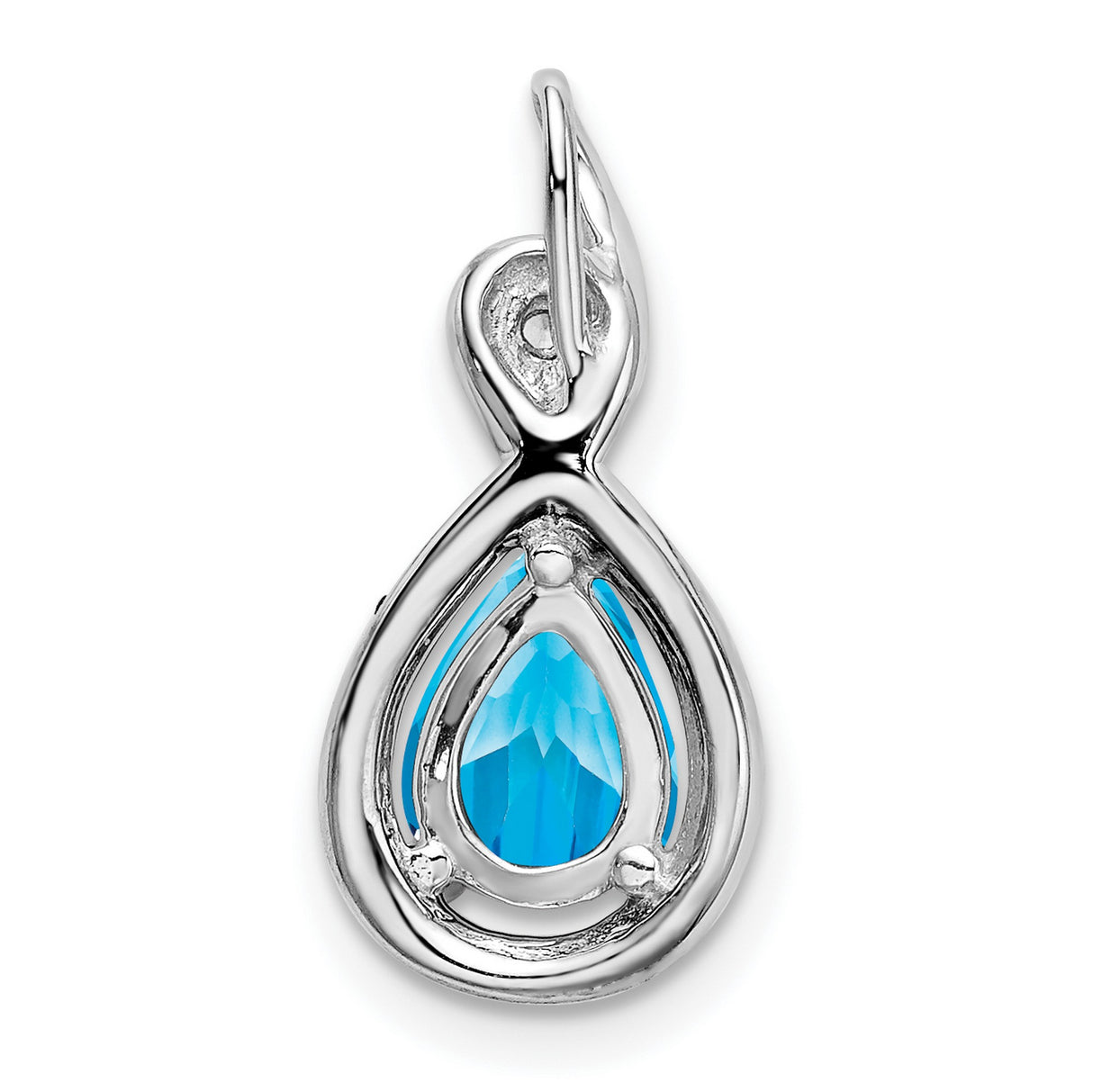 14k White Gold Pendant with Swiss Blue Topaz and Diamond Accent, Infinity Design for Women