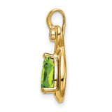 14k Yellow Gold Pendant with Teardrop Peridot and Diamond in Swirl Design