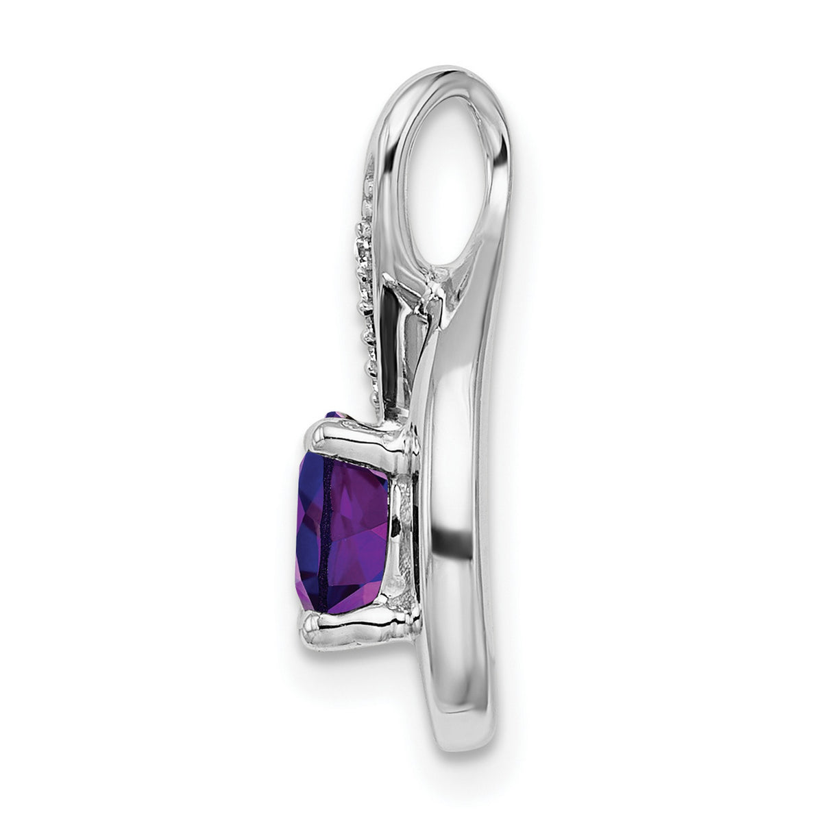 14k White Gold Teardrop Pendant with Amethyst and Diamond Accents, Infinity Design