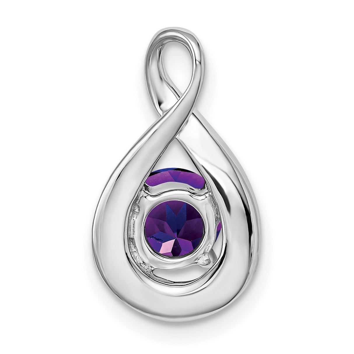 14k White Gold Teardrop Pendant with Amethyst and Diamond Accents, Infinity Design