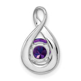 14k White Gold Teardrop Pendant with Amethyst and Diamond Accents, Infinity Design