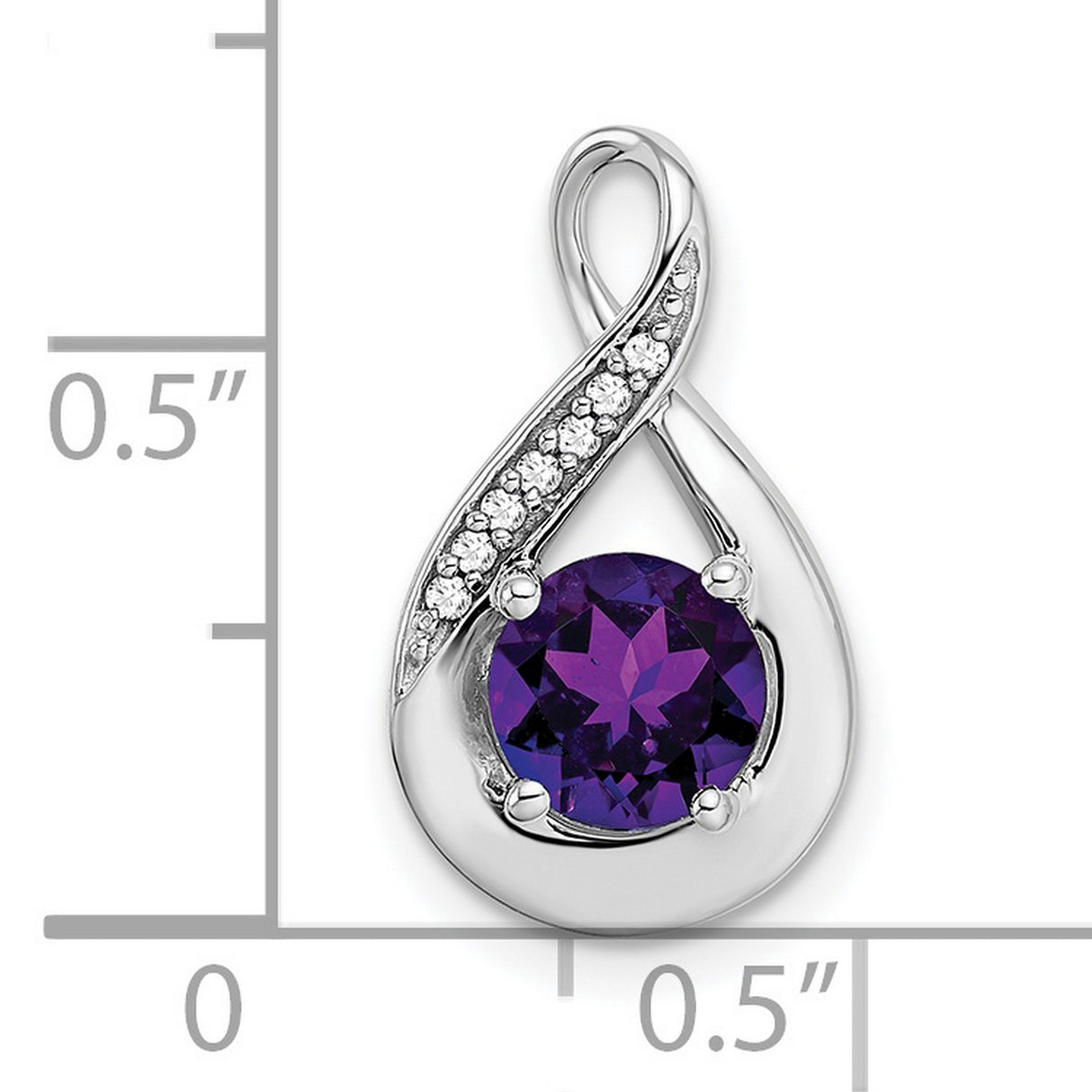 14k White Gold Teardrop Pendant with Amethyst and Diamond Accents, Infinity Design