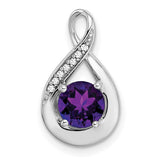 14k White Gold Teardrop Pendant with Amethyst and Diamond Accents, Infinity Design