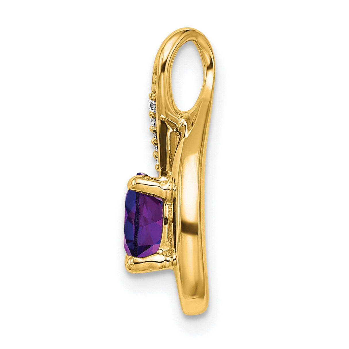14k Yellow Gold Infinity Pendant with Amethyst Teardrop and Diamond Accents for Women