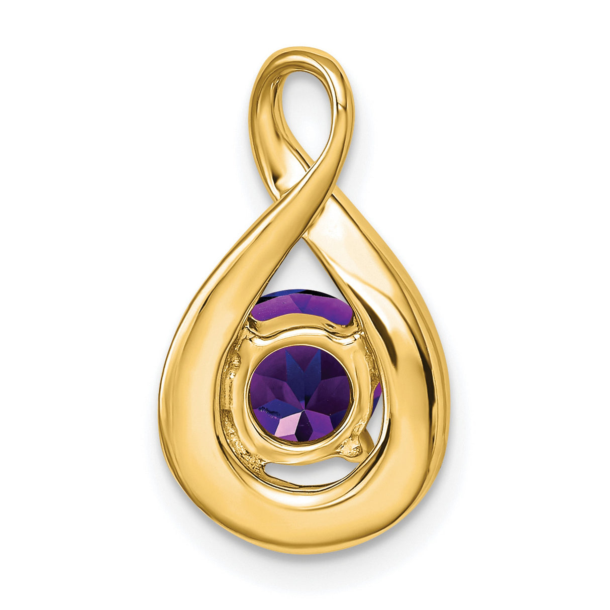 14k Yellow Gold Infinity Pendant with Amethyst Teardrop and Diamond Accents for Women