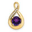 14k Yellow Gold Infinity Pendant with Amethyst Teardrop and Diamond Accents for Women