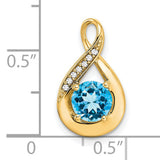 14k Yellow Gold Teardrop Infinity Pendant with Swiss Blue Topaz and Diamond Accents