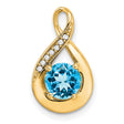 14k Yellow Gold Teardrop Infinity Pendant with Swiss Blue Topaz and Diamond Accents