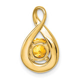 14k Yellow Gold Teardrop Pendant with Citrine and Diamond Accents, Infinity Loop Design