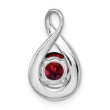 14k White Gold Teardrop Pendant with Red Garnet and Diamond, Infinity Design for Women