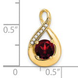 14k Yellow Gold Infinity Loop Pendant with Garnet and Diamond Accents, Pear Shaped Design
