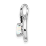 14k White Gold Teardrop Pendant with Round Lab Created Opal and Diamond Accents