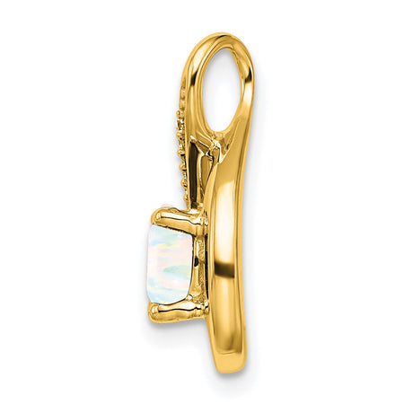 14k Yellow Gold Teardrop Pendant with Round Opal and Diamond Accents for Women