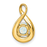 14k Yellow Gold Teardrop Pendant with Round Opal and Diamond Accents for Women