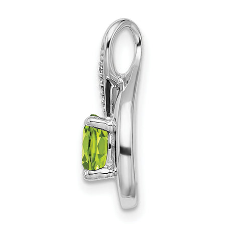 14k White Gold Infinity Teardrop Pendant with Peridot and Diamond Accents