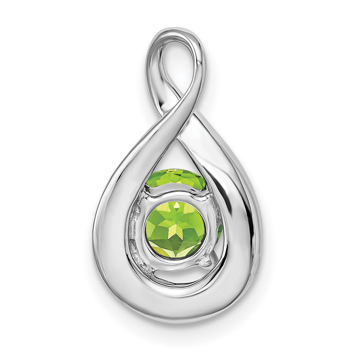 14k White Gold Infinity Teardrop Pendant with Peridot and Diamond Accents