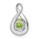 14k White Gold Infinity Teardrop Pendant with Peridot and Diamond Accents