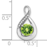 14k White Gold Infinity Teardrop Pendant with Peridot and Diamond Accents