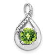 14k White Gold Infinity Teardrop Pendant with Peridot and Diamond Accents