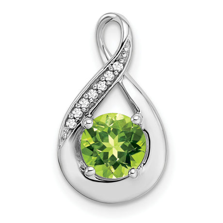 14k White Gold Infinity Teardrop Pendant with Peridot and Diamond Accents