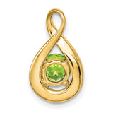 14k Yellow Gold Teardrop Infinity Pendant with Peridot and Diamond Accents