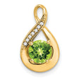 14k Yellow Gold Teardrop Infinity Pendant with Peridot and Diamond Accents